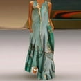 thumbnail image 2 of Wycnly Dresses for Women 2025 Summer Loose Flowy Swing Fashion Pocket Tunic Tank Long Sundress Marbled Print Sleeveless V-Neck Maxi Formal Dresses for Women Green l, 2 of 5
