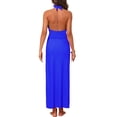 thumbnail image 3 of INSPIRE CHIC Women's Plung Deep V Buckle Bikini Sets, 2 Pieces Halter Tops Long Skirt Cover Up Swimwear Bathing Suits Royal Blue Medium, 3 of 5