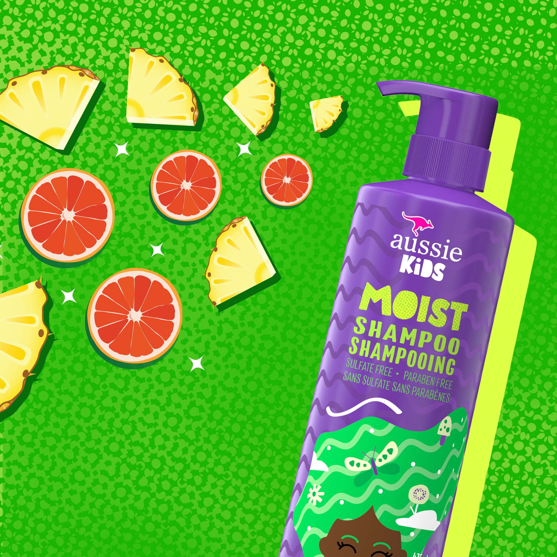 (4 pack) Aussie Kids Moist Sulfate Free Kids Shampoo, 16 fl oz