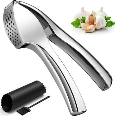 Mabozo Garlic Press.Professional Grade Garlic Mincer, Crusher & Peeler Set - Easy Clean, Dishwasher Safe & Rust-Proof.Stainless Steel