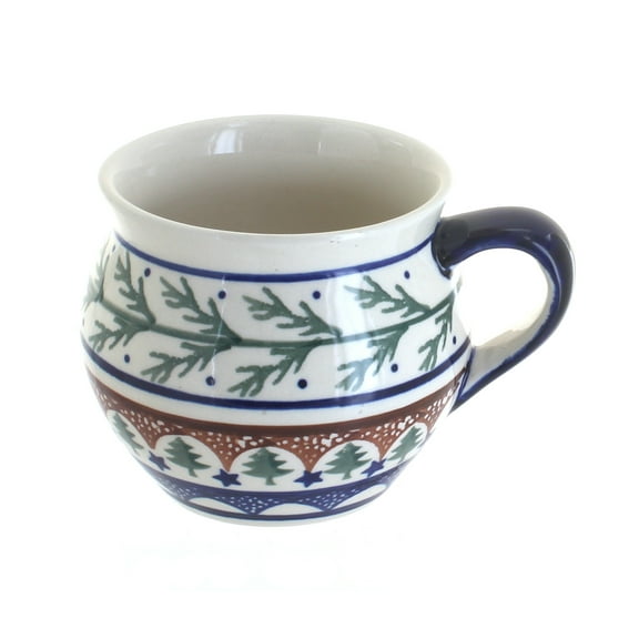 Blue Rose Polish Pottery Evergreen Medium Bell Shaped Mug