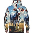 thumbnail image 7 of Uemuo Colorful Cow Pasture Pattern Men's Hoodie - Casual Pullover Hoodie with Kangaroo Pocket, Stylish Hooded Sweatshirt for Everyday Wear-Large, 7 of 7