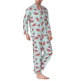 thumbnail image 2 of Yiaed Watermelon Print Men’s Pajamas Set - Long Sleeve Button Down Sleep Shirt and Pajama Bottoms Sleepwear Set Mens Pjs Sets Men's Pajama Bottoms-Large, 2 of 7