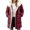 Wine, variant on Solid Color Hooded Coat Long Sleeve Double Fleece Slim Fit Elegant Zip Up Jacket With Faux Trim Outerwear For Casual Winter
