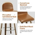 thumbnail image 6 of Swivel Bar Stools Set of 1, 26" Counter Height Upholstered PU Leather Barstools with Low Back Walnut Bentwood Legs, Mid Century Modern Bar Chair Kitchen Island Stool, 6 of 11