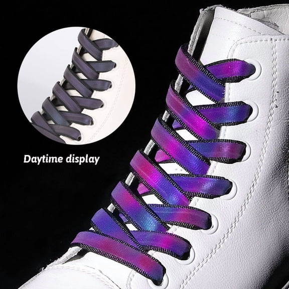 2 Pairs Reflective Shoelace Flat Glitter Laces for Shoes Sneakers Boots High Tops Color Shoelace for Night Riding - 47" / 120cm