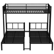 Triple Bunk Beds, Metal Twin XL over Twin & Twin Bunk Bed for 3, Triple Bunk Can be Separated into 3 Beds (Black)