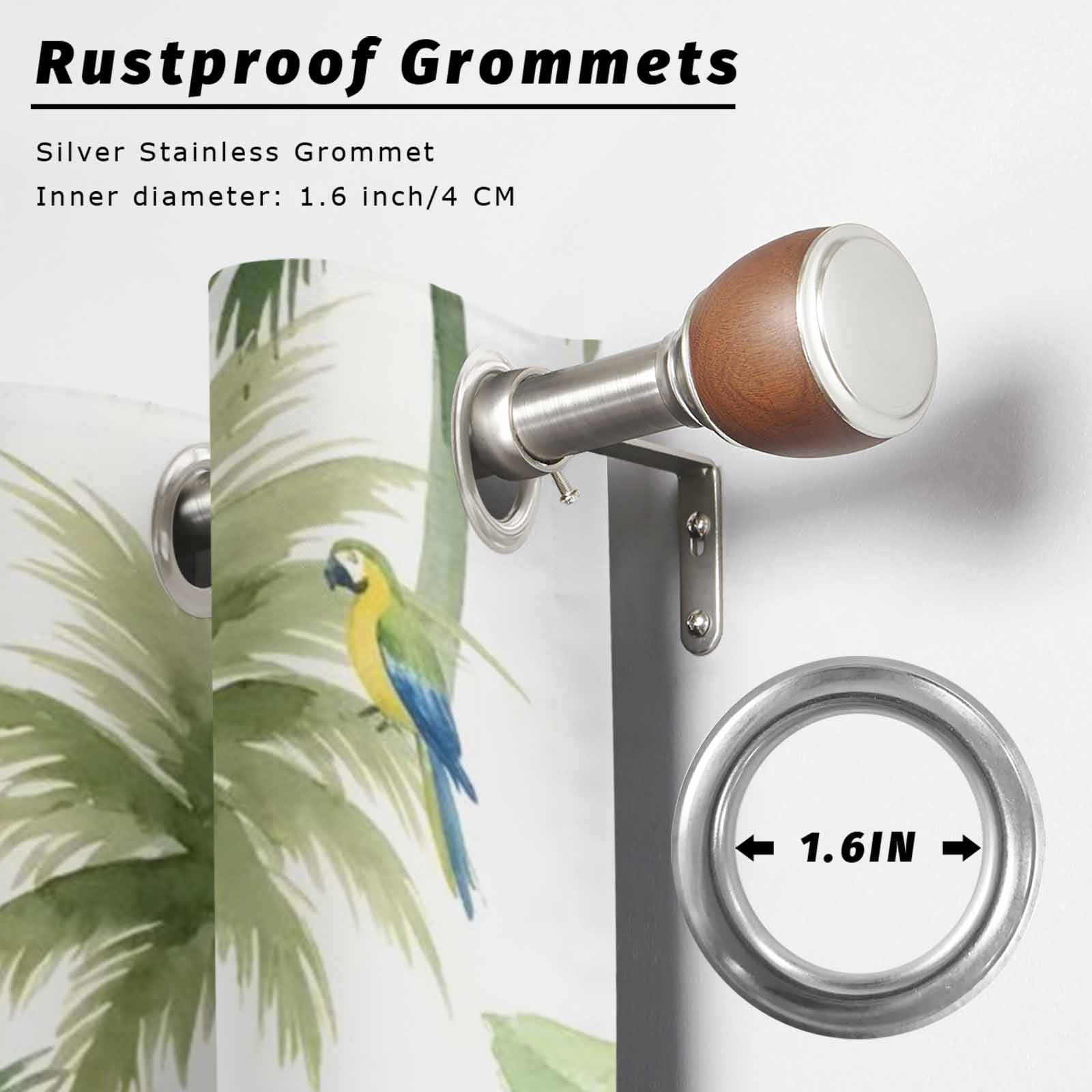 Summer Palm Tree Parrot Outdoor Curtains for Patio, Tropical Green Leaf Bird Sunshade Privacy Drapes Grommet Waterproof Outside Curtains for Porch/Cabana/Balcony 54"x 108", 2 Panel