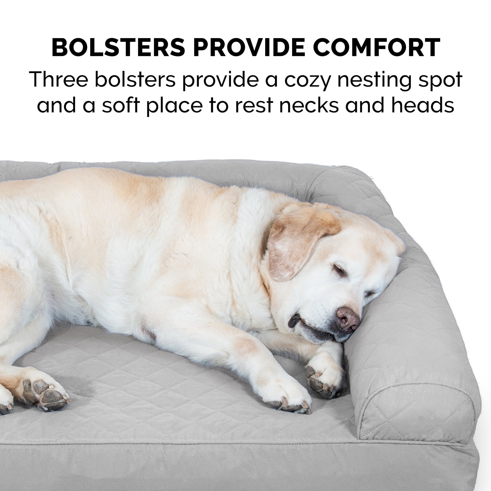 FurHaven Pet Products Quilted Cooling Gel Top Sofa Pet Bed for Dogs & Cats - Silver Gray, Medium
