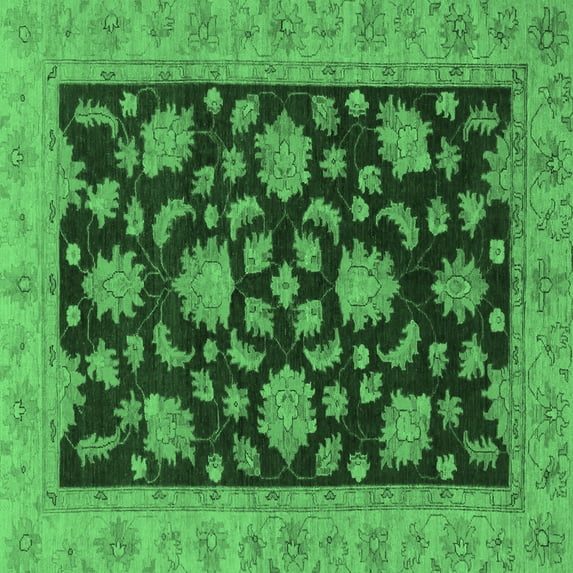 Ahgly Company Indoor Square Oriental Emerald Green Traditional Area Rugs, 5' Square