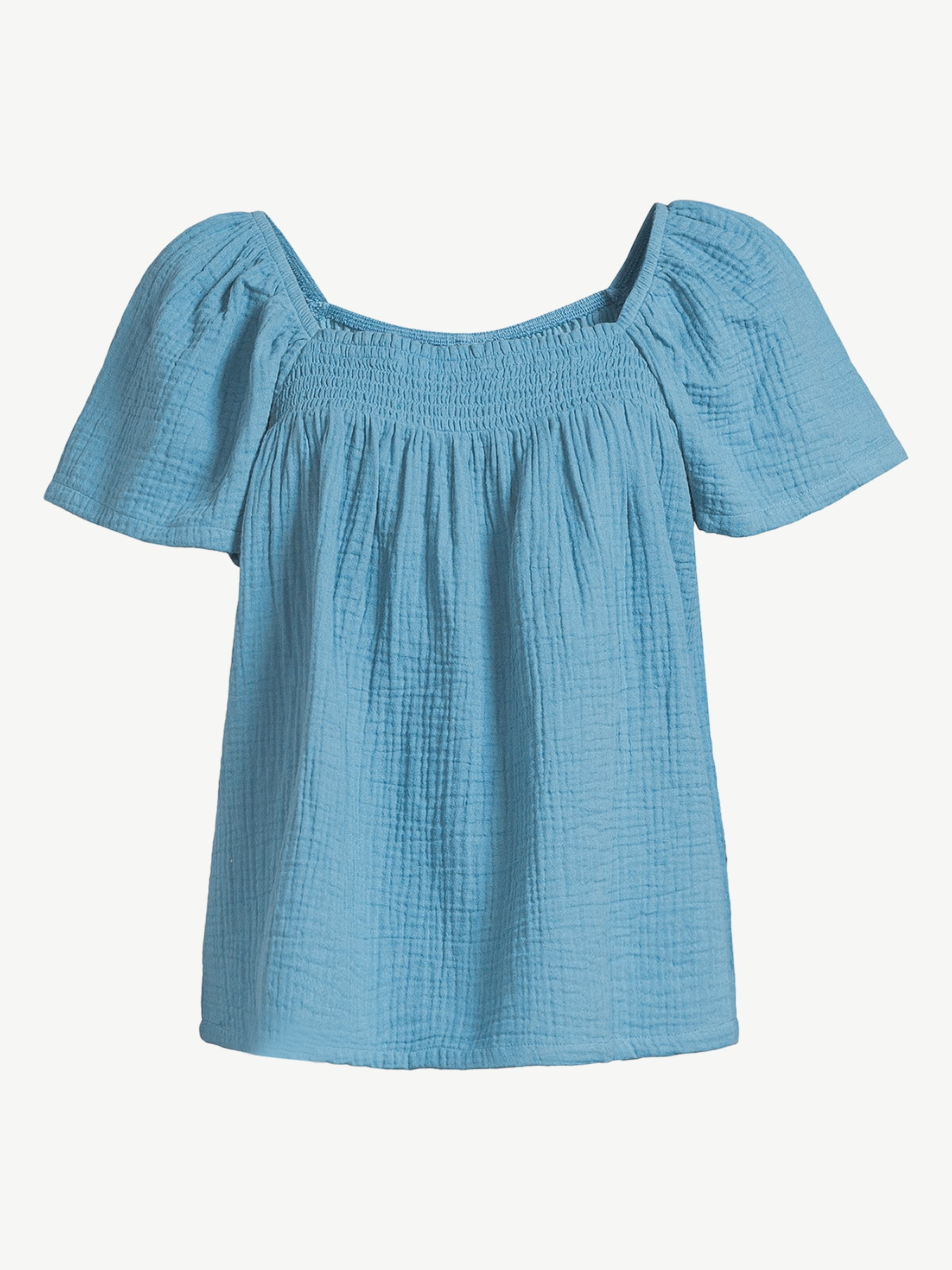 Joyspun Women's Smocked Gauze Sleep Top, Sizes S to 3X