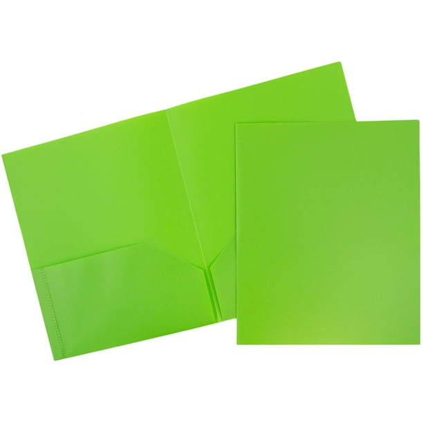 JAM Plastic 2 Pocket School Presentation Folders, Lime Green, 6/Pack