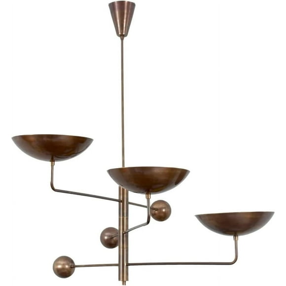 NauticalMart 3 Light Curved Pendant Mid Century Modern Raw Brass Sputnik Chandelier Light Fixture (Antique)