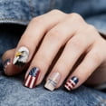thumbnail image 5 of July 4 Independence Day Medium Square Patriotic Acrylic Press On Nails, US Flag Bald Eagle Fake Nails, 24 Pcs Reusable False Nails Set for Memorial Day Holiday Manicure with Jelly Glue Nail File, 5 of 9