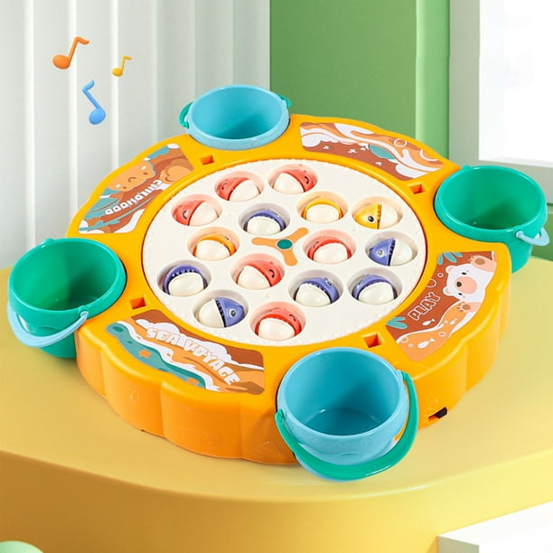 Juguetes de piscina, juguetes para bebés, juguetes para niños pequeños, juego de pesca magnético, 15 peces y 4 cañas, juegos de mesa giratorios con música, juguetes de pesca para niños de 3, 4, 5, 6,