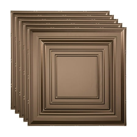 FASÄDE Traditional Style/Pattern 3 Decorative Vinyl 2ft x 2ft Lay in Ceiling Panel in Argent Bronze (5 Pack)
