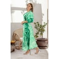 thumbnail image 2 of HAPPY BAY Women's Summer Caftan Maxi Flowy Home Wear Loungewear Dashiki House Dresses for Women 2X-3X Green, Floral, 2 of 4