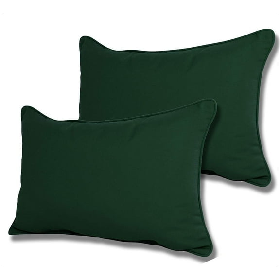 Set of 2 Sunbrella Outdoor/Indoor Welted Lumbar Pillows (Forest Green)