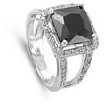 thumbnail image 4 of CHOOSE YOUR COLOR Black CZ Square Faceted Halo Gift Ring .925 Sterling Silver Band Female Size 8, 4 of 4