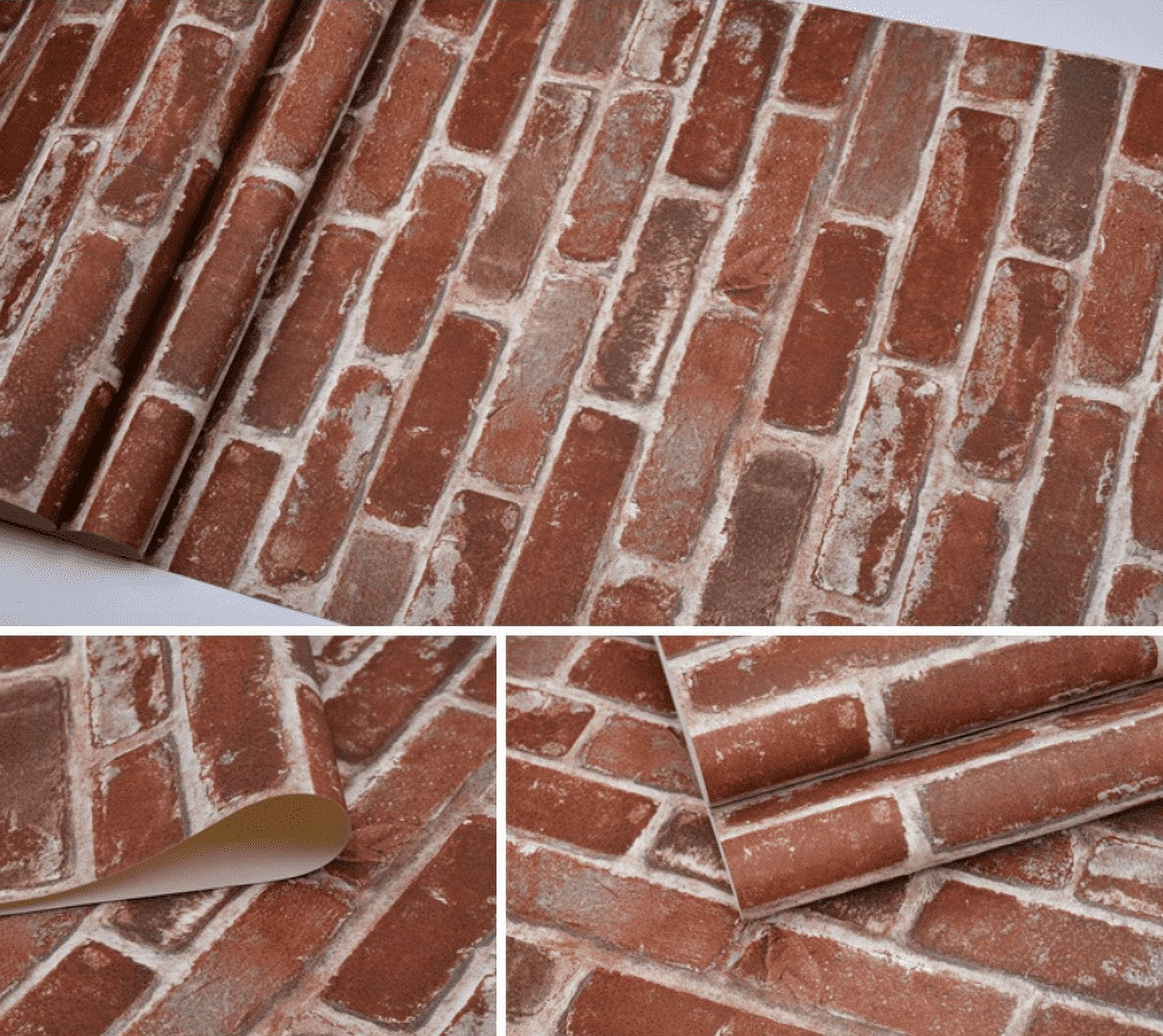 Laiman Flat Faux Brick Stone Wallpaper Roll 3D Effect Blocks Vintage Home Decoration Multi Countryside Red