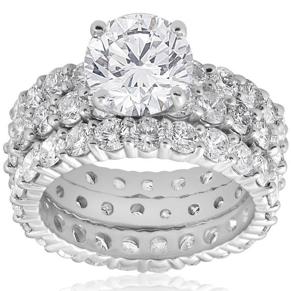 Pompeii 7ct Diamond Engagement Eternity Wedding Ring Set 14k White Gold (H/I,I1-I2)