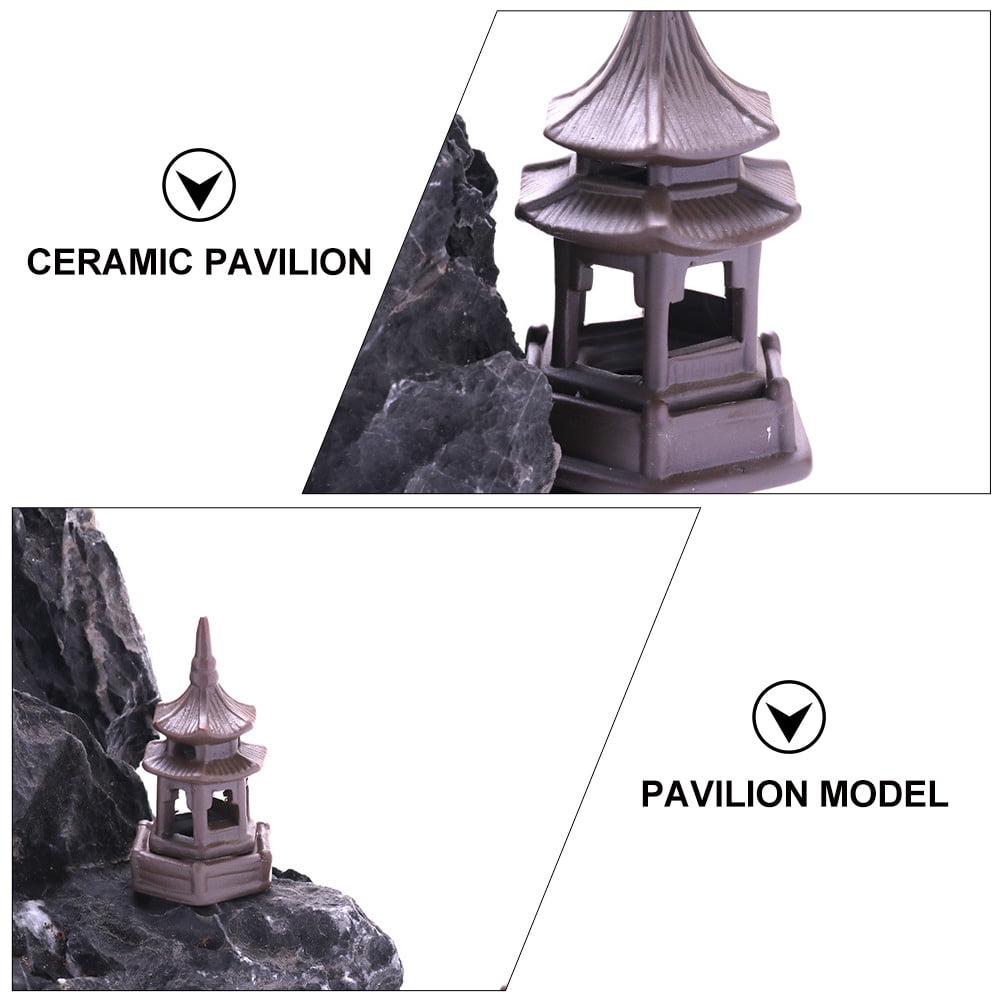 2 pcs  Decorative Pavilion Model Adornment Fish Tank Ornament Aquarium Accessory