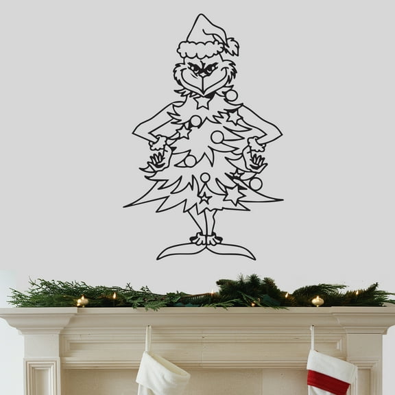 'Grinch Christmas Tree Decal'' - 22" x 33" - for Christmas Season Living Room, Dining Room, Window, Decoration Vinyl Wall Art