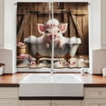 thumbnail image 2 of Ambesonne Rustic Kitchen Curtains, Floral Pig Bubbly Barn Bath, 55"x39", Pink and Redwood, 2 of 3