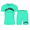 thumbnail image 3 of Afdoent Mens Two Piece Outfits Men's Large Summer Short Sleeved T Shirt And Shorts Suit Men's Casual Fashion Theme Suit Basic Retro Street Wear Vacation Beach Leisure, 3 of 5