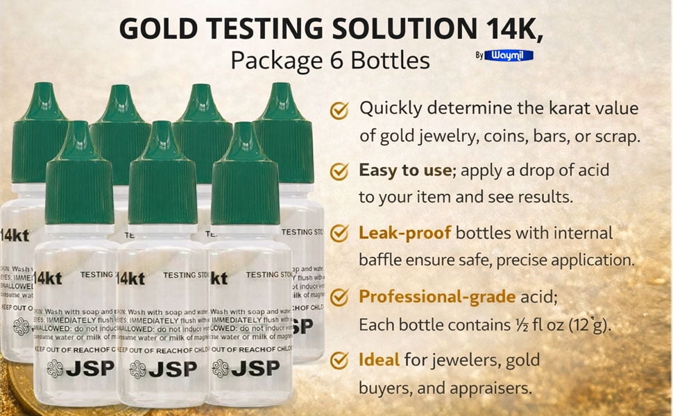 Set of 6 14K Gold Test Solution Jewelry Metal Testing Kit for Jewelry & Metals