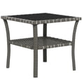 thumbnail image 2 of Outsunny 2-Tier Design Patio Wicker Coffee Table, Aluminum, Glass Top Side Table, Mixed Gray, 2 of 9