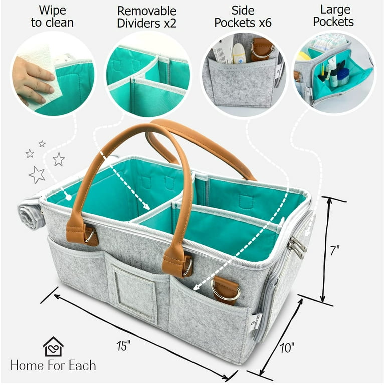 HOME FOR EACH Baby Diaper Caddy Organizer with Lid, Multiple Compartments  Baby Caddy, Waterproof Diaper Tote Bag for Infants, Travel Baby Bag for  Must Haves, Baby Gift Basket for Newborn Essentials Grey 