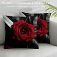 thumbnail image 3 of COMIO  Red Throw Pillow Covers Red Rose Gray Decorative Couch Pillow Covers for Living Room Bedroom Outdoor Pillow Covers Red Flower Spring Summer Pillow Covers Floral Black Red, 3 of 5