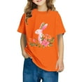 thumbnail image 2 of Jinhomg Cute T Shirt for Kid Soft Comfort Short Sleeve Cotton Tops Casual Floral And Bunny Graphic Tees Boys Girls Spring Summer Daily Wear Holiday Saving Orange 7 Years, 2 of 5