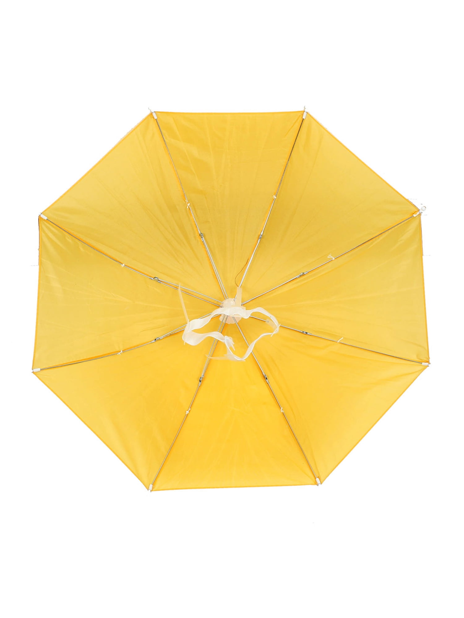 Unique Bargains 55cm Dia Polyester Headwear Umbrella Hat Yellow for