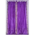 thumbnail image 3 of Lined Tie Top Sari Curtains 43" W X 120" L matching tiebacks- Handcrafted Lavender Indian Drapes with Lining, Offering Privacy and Insulation for Living Room/Bedroom/Dining Room, Sold in Pairs, 3 of 6