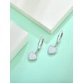 thumbnail image 5 of VESITIM Heart Bezel Set Dangle Drop Earrings 925 Sterling Silver Created White Opal Leverback Minimalist Earring for Women Jewelry Gift, 5 of 7
