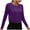 Purple, variant on hotojiny Workout Tops for Women Loose Long Sleeve Cropped Shirt Tie Knot Yoga Athletic T-Shirts Basic Gym Tees for Running