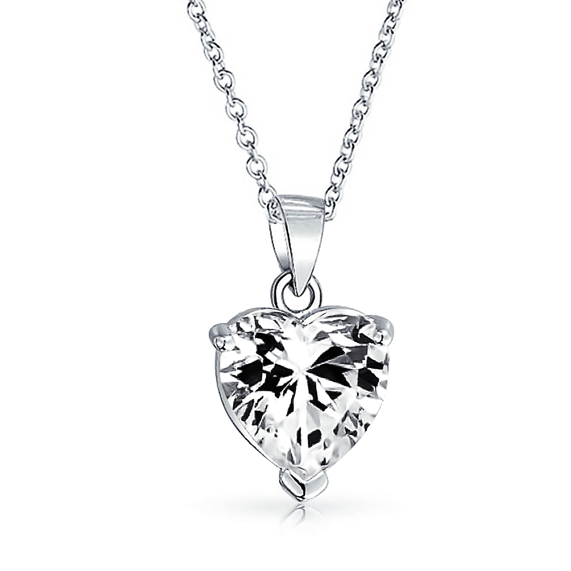 Bling Jewelry 4CT Heart Shape Solitaire Cubic Zirconia CZ Prong Set