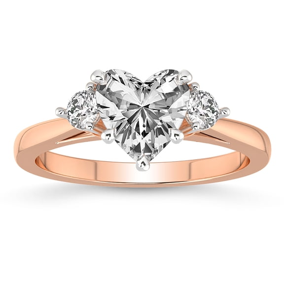 IGI Certified 1 Carat Heart Shape Lab Grown Diamond Engagement Ring | 14K Rose Gold | Synthia Three Stone Lab Diamond Ring | FG-VS1-VS2 Quality Friendly Diamonds