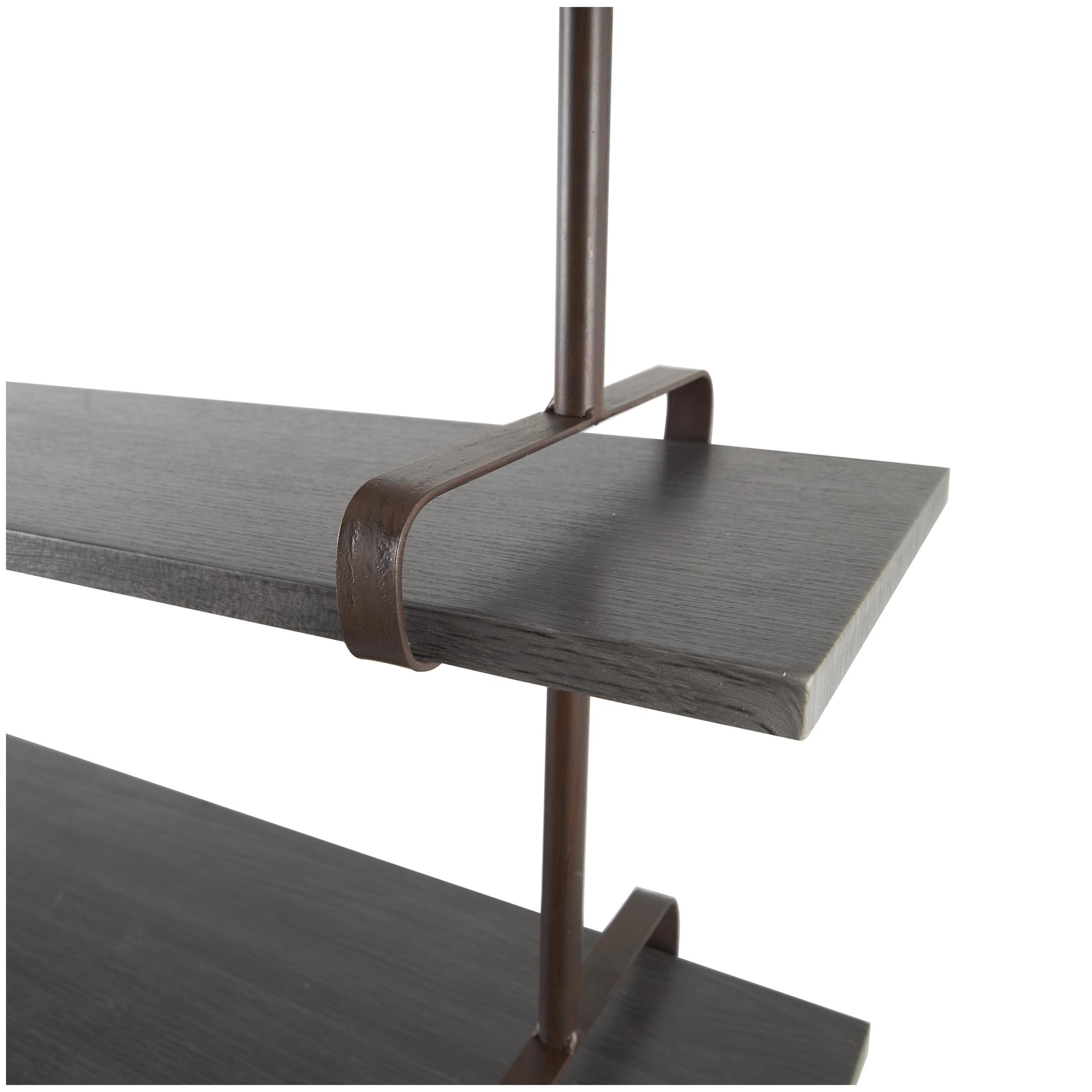 DecMode 38" x 10" 3-Tier Gray Wall Shelf with Black Metal Brackets