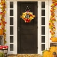 thumbnail image 6 of Pumpkin Leaf Garland Artificial Autumn Harvest Wreath | Fall Decor | Hanging Wall Decoration for Indoor Outdoor Halloween Thanksgiving | 30x28cm | Multicolor | 1pc, 6 of 6