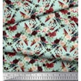 thumbnail image 3 of Soimoi Green Japan Crepe Satin Fabric Geometric Shapes & Baccara Rose Floral Print Print Fabric by the Yard 44 Inch Wide, 3 of 3