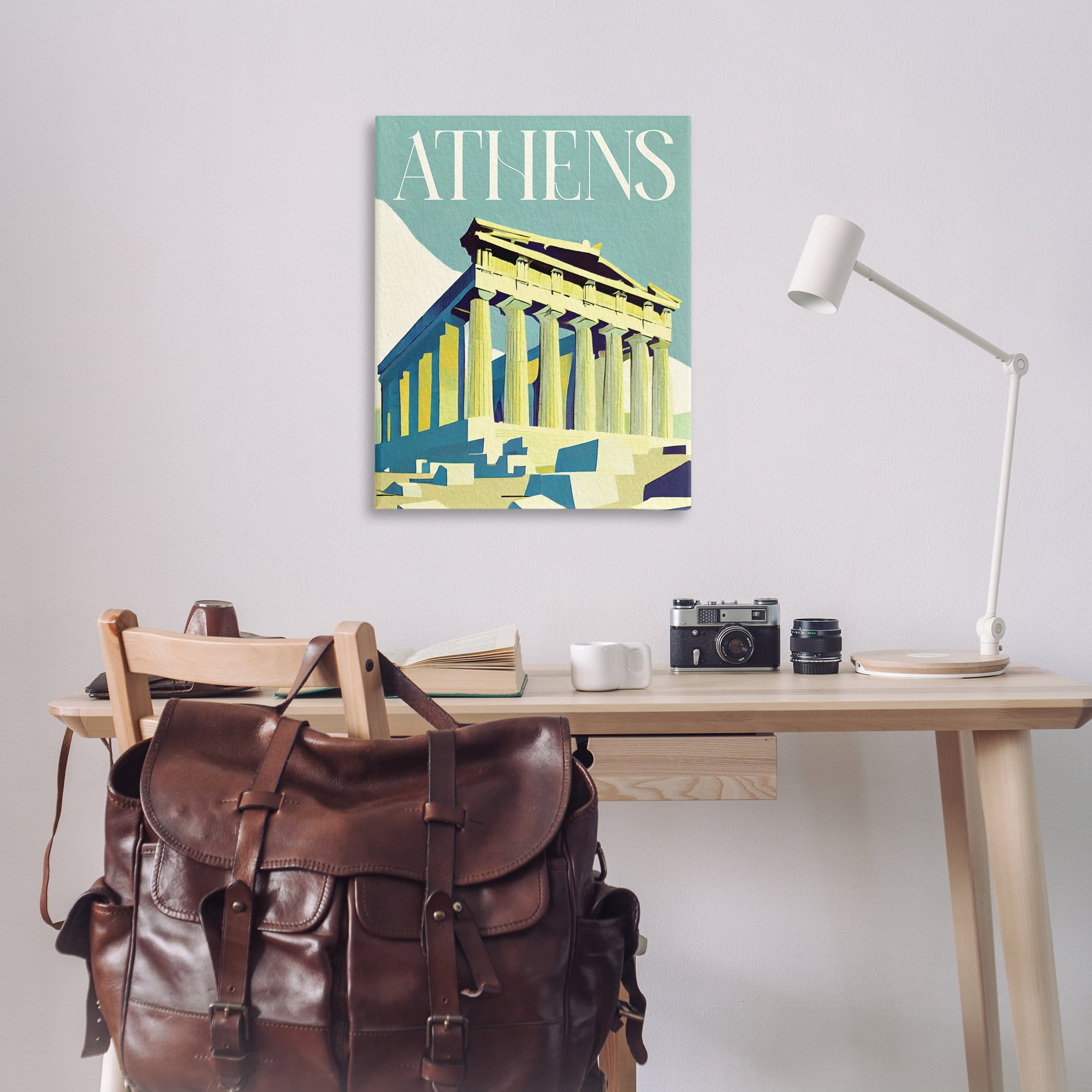 Stupell Industries Athens City Landmark Buildings & Architecture Painting Wrapped Canvas Art Print Wall Art, 30 x 40