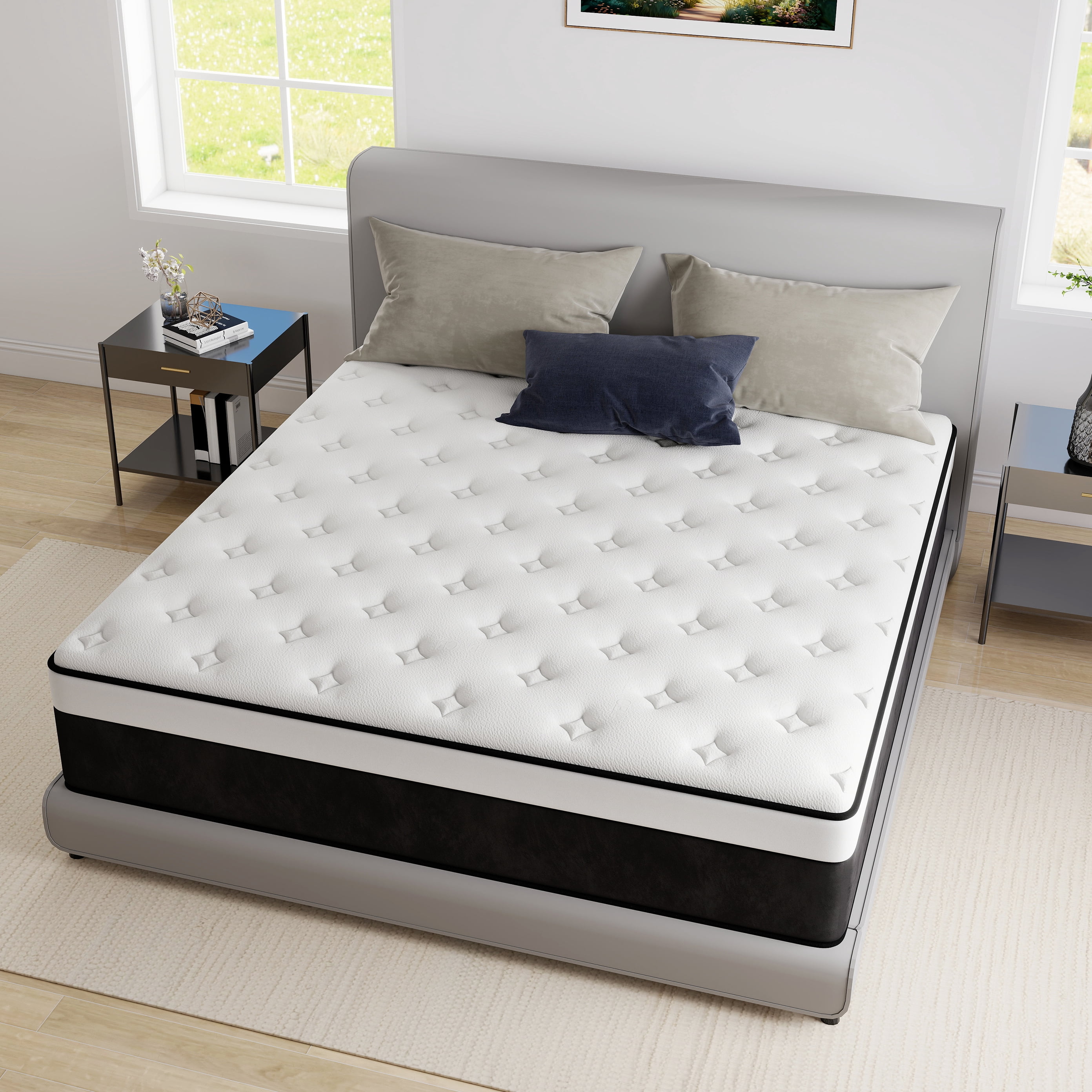 lemontalking 8" Hybrid Breathable Mattress Medium Firm Memory Foam Deluxe Twin Mattress