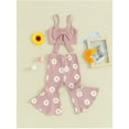 thumbnail image 3 of CIYCuIT Toddler Little Girls 2Pcs Summer Outfits Sleeveless Bow Front Cami Tops + Daisy Print Flare Pants 12M 18M 24M 3T 4T 5T Kids Casual Daily Long Pants Sets, 3 of 8