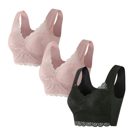 LLYWEY Wireless Bras for Women Clearance Comfortable Bras Women Ladies Racerback Bra Style-559 Women s Plus Multiway Bra Feature Adult Female Bralette Sports Bras Black 44B
