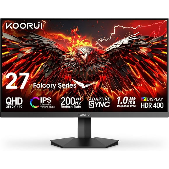 KOORUI 27" 2560 x 1440 (2K) 200 Hz IPS Gaming Monitor FreeSync Premium (AMD Adaptive Sync) 95% DCI-P3 G2721P