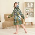 thumbnail image 4 of FORMRS Niños Bathrobe Unisex Hooded Robe Soft Plush Pajamas Sleepwear, Size 7-9T, Green Floral Garden, 4 of 7