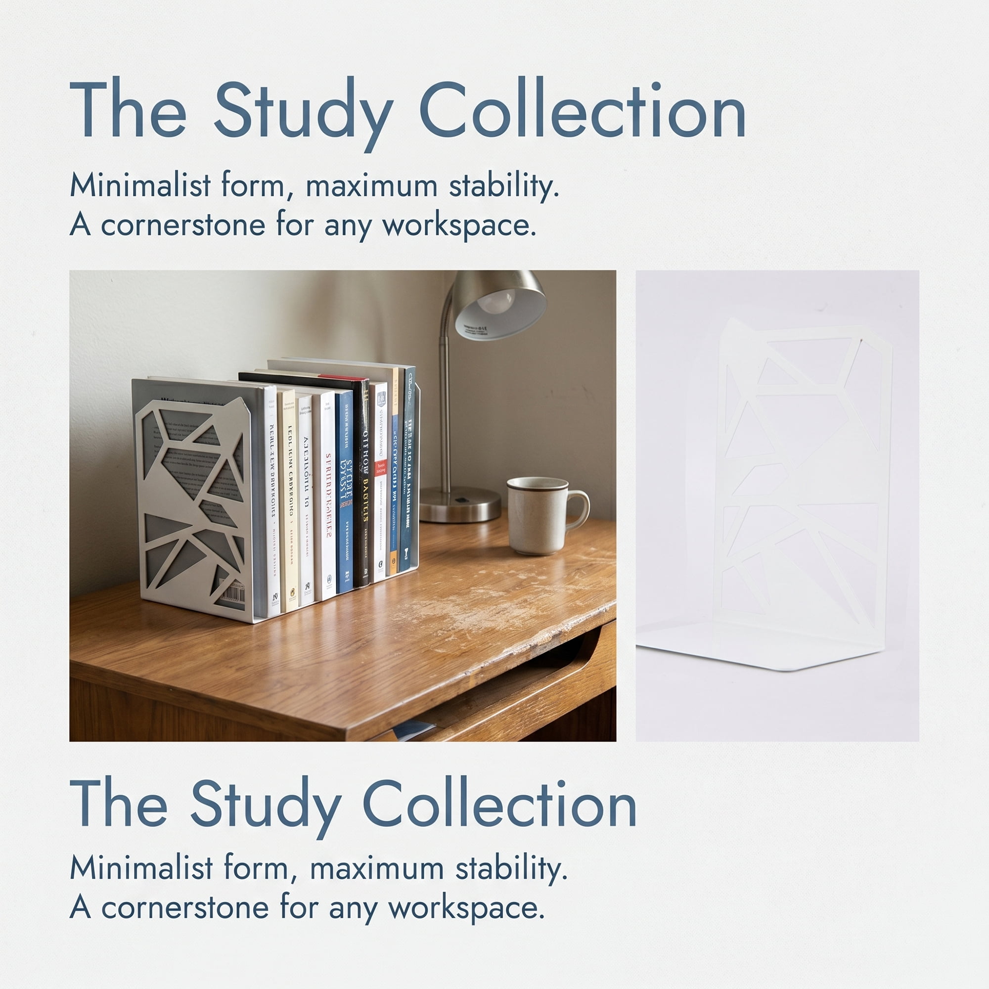 Unique Bargains Geometric Metal Bookends Decorative Book Ends for Shelves White 4.7"x4.7"x6.5"